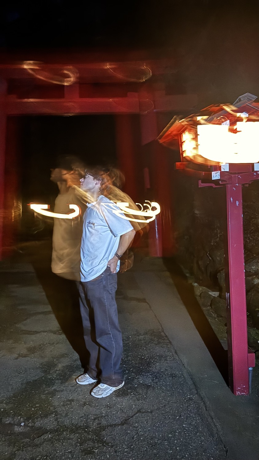 Night long-exposure at a shrine gate, Japan